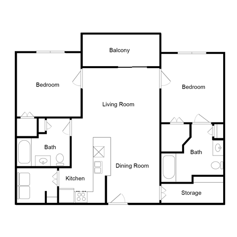 Two Bedroom Two Bathroom A at St. Augustine Estate, Dallas